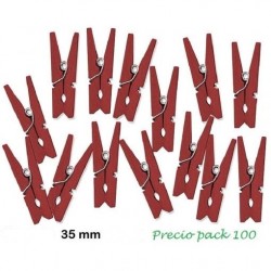 pinzas madera rojo