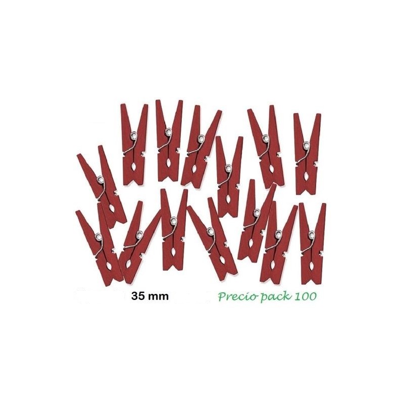 pinzas madera rojo