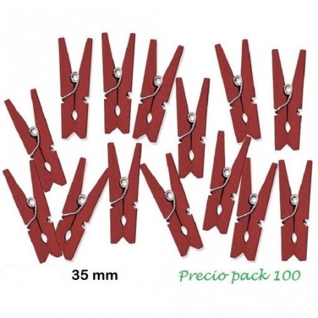 pinzas madera rojo