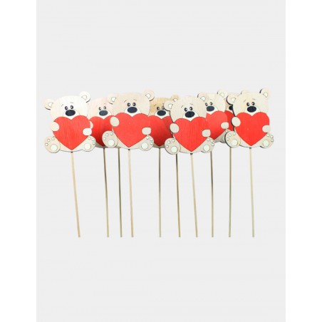Pick madera oso corazon