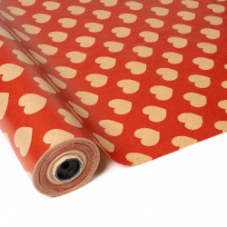 Papel kraft rojo corazones