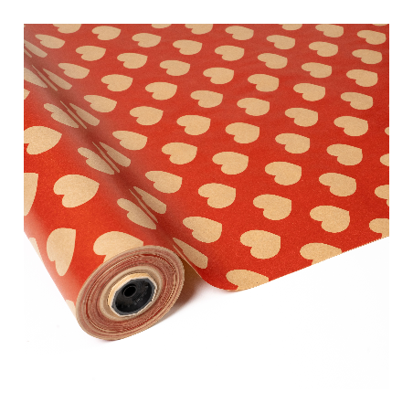 Papel kraft rojo corazones