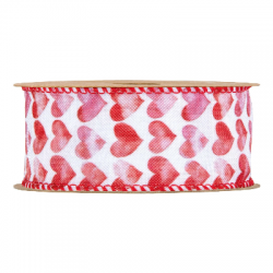 cinta poliester corazones rojo