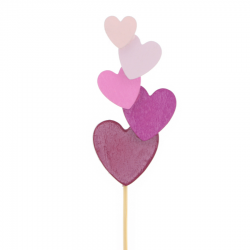 pick madera corazones rosa